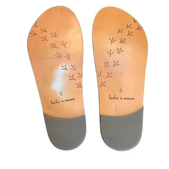 "BEEK Handmade Leather Sandals Size 6 Black Ruffled Straps Floor Sample NWOT" - Picture 6 of 7